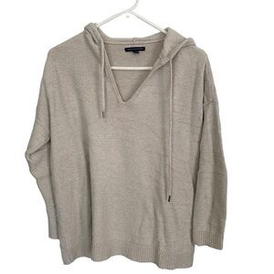 American Eagle Beige Knit Hooded VNeck Sweater Sz‎ S